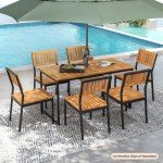 Tangkula 7-Piece Outdoor Dining Set with Umbrella Hole