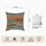 Porch Rules Decorative Outdoor Pillow Covers - 18x18 Inch