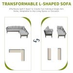 L-Shaped Patio Sofa with Removable Cushions, Grey