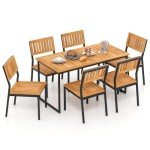 Tangkula 7-Piece Outdoor Dining Set with Umbrella Hole