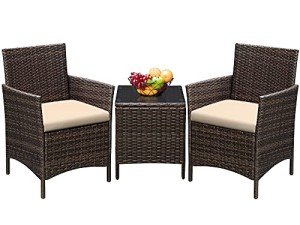 3-Piece Brown and Beige Patio Furniture Set