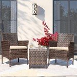 3-Piece Brown and Beige Patio Furniture Set