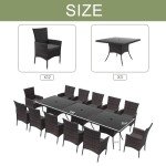 15-Piece Wicker Outdoor Dining Set with Umbrella Hole