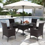 15-Piece Wicker Outdoor Dining Set with Umbrella Hole