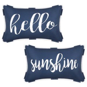 Navy Blue Waterproof Outdoor Pillow Covers - Set of 2