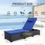 Set of 2 Adjustable Rattan Lounge Chairs with Cushions