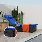 Set of 2 Adjustable Rattan Lounge Chairs with Cushions