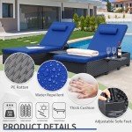 Set of 2 Adjustable Rattan Lounge Chairs with Cushions