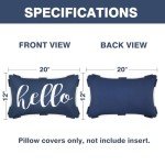 Navy Blue Waterproof Outdoor Pillow Covers - Set of 2