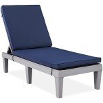 Outdoor Adjustable Lounge Chair with Cushion - Gray/Navy