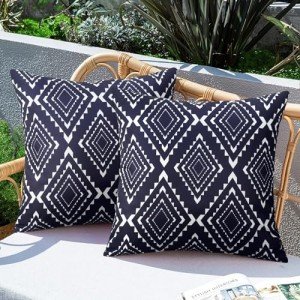 Navy Blue Waterproof Throw Pillow Covers - Set of 2