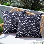 Navy Blue Waterproof Throw Pillow Covers - Set of 2