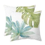 Green Tropical Leaves Pillow Covers - Set of 2