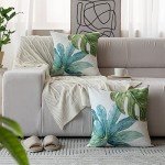 Green Tropical Leaves Pillow Covers - Set of 2