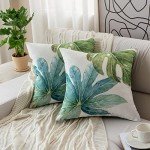Green Tropical Leaves Pillow Covers - Set of 2