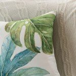 Green Tropical Leaves Pillow Covers - Set of 2