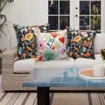 Virexen Waterproof Floral Outdoor Pillow Covers - 2 Pack
