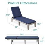Outdoor Adjustable Lounge Chair with Cushion - Gray/Navy