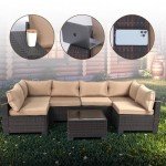 7-Piece Rattan Outdoor Patio Furniture Set