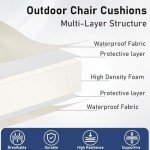 Set of 2 Waterproof Cream Outdoor Chair Cushions