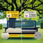 Beige Water-Resistant Outdoor Bench Cushion 42x16