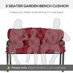 Wine Red Tufted Bench Cushion for Outdoor Furniture