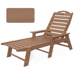 Adjustable Wood Texture Outdoor Chaise Lounge Chair