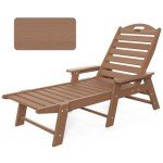Adjustable Wood Texture Outdoor Chaise Lounge Chair
