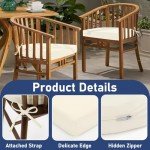 Set of 2 Waterproof Cream Outdoor Chair Cushions