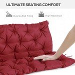 Wine Red Tufted Bench Cushion for Outdoor Furniture