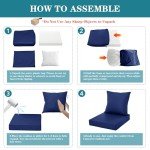 Navy Outdoor Chair Cushions Set of 2, 24x24 Inch