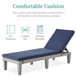 Outdoor Adjustable Lounge Chair with Cushion - Gray/Navy