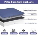 Navy Blue Waterproof Cushion Set for Patio Chairs