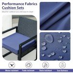 Navy Blue Waterproof Cushion Set for Patio Chairs