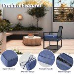 Navy Blue Waterproof Cushion Set for Patio Chairs