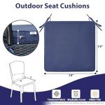 Navy Blue Waterproof Cushion Set for Patio Chairs