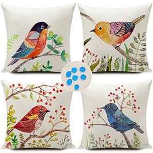Birds Outdoor Waterproof Pillow Covers, Set of 4