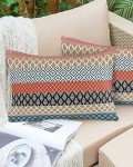 Boho Stripe Waterproof Outdoor Pillow Covers 20"x12
