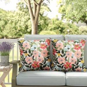 Floral Waterproof Outdoor Pillow Covers - Set of 2