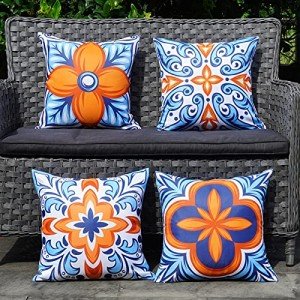 Waterproof Floral Pillow Covers Set of 4