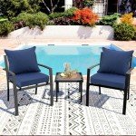 Navy Blue Waterproof Deep Seat Cushion Set