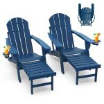 Adirondack Chairs Set with Ottoman - Blue