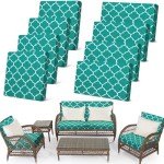 8-Piece Waterproof Patio Cushion Cover Set