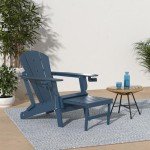 Adirondack Chairs Set with Ottoman - Blue