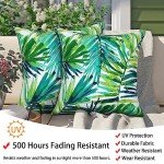 Set of 2 Green Palm Outdoor Throw Pillows