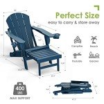 Adirondack Chairs Set with Ottoman - Blue