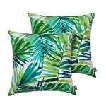 Set of 2 Green Palm Outdoor Throw Pillows