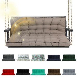 Khaki 3-Seat Waterproof Porch Swing Cushion 40"x63
