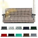 Khaki 3-Seat Waterproof Porch Swing Cushion 40"x63