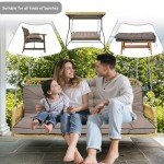 Khaki 3-Seat Waterproof Porch Swing Cushion 40"x63